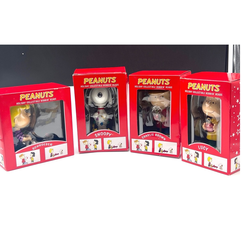 Peanuts Holiday Collectible Bobbin' Heads Lot of 4